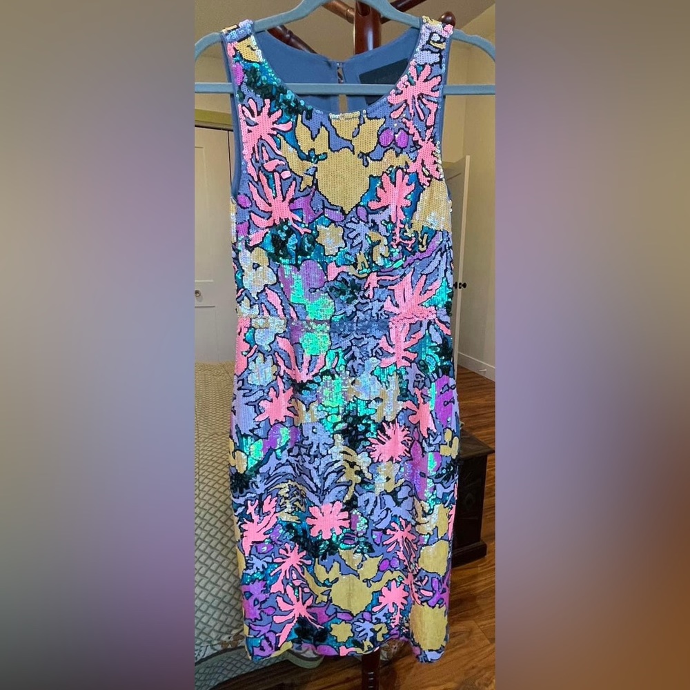 🦄 J Crew Collection sequin tropical dress size 2 - Picture 2 of 7